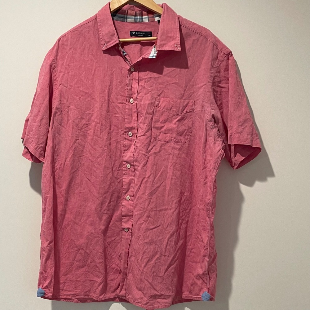 Cremieux Classics XXL Pink Cotton‎ Short Sleeve Button Down Casual Shirt